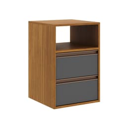 Mesa de Cabeceira Calha 2 Gavetas Freijó e Titânio