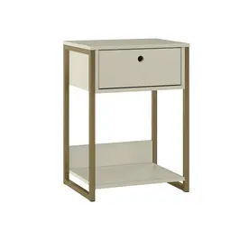 Mesa de Cabeceira Industrial Dijon 1 Gaveta Off White