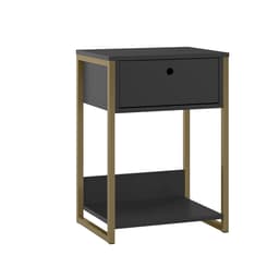 Mesa de Cabeceira Industrial Dijon 1 Gaveta Preta