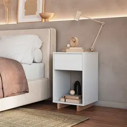 Mesa de Cabeceira Nomad 1 Gaveta Branca e Montana