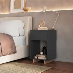 Mesa de Cabeceira Nomad 1 Gaveta Grafite e Montana