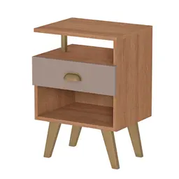 Mesa de Cabeceira Oasis 1 Gaveta Mel e Fendi