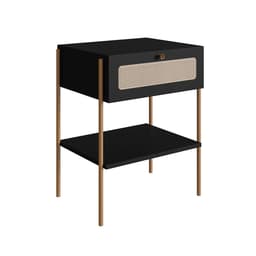 Mesa de Cabeceira Oslo 1 Gaveta Preta e Dourada