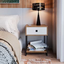 Mesa de Cabeceira Paricel 1 Gaveta Mel e Branca