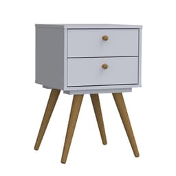 Mesa de Cabeceira Retrô Plus 2 Gavetas Branco