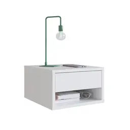 Mesa de Cabeceira Suspensa Slim 1 Gaveta Branca