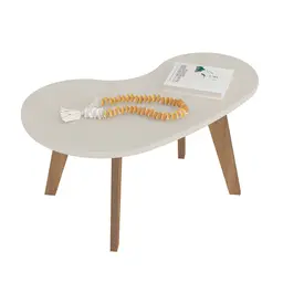 Mesa de Centro Orgânica Off White e Carvalho