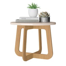 Mesa de Centro Redonda Jasmin Off white e Carvalho