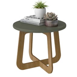 Mesa de Centro Redonda Jasmin Verde Menta e Carvalho