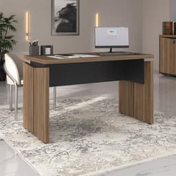 Mesa de Escritório Lane Nogal e Preta 125 cm