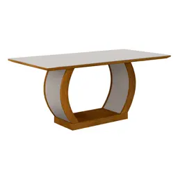 Mesa de Jantar Maia III com Vidro Imbuia e Cinza