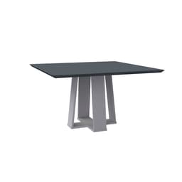 Mesa de Jantar Quadrada com Tampo de Vidro Valencia Cinza e Off White 135 cm