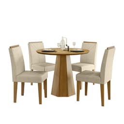 Mesa de Jantar Redonda com Tampo de MDF Isis Ypê 117 cm