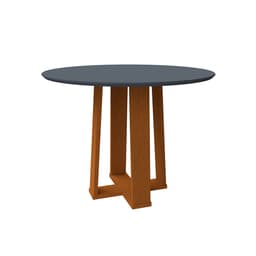 Mesa de Jantar Redonda com Tampo de Vidro Isabela Cinza e Ype 100 cm