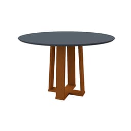 Mesa de Jantar Redonda com Tampo de Vidro Isabela Cinza e Ype 117 cm