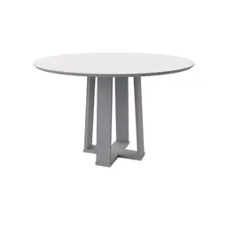 Mesa de Jantar Redonda com Tampo de Vidro Isabela Off White 117 cm