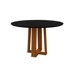 Mesa de Jantar Redonda com Tampo de Vidro Isabela Preta e Ype 117 cm