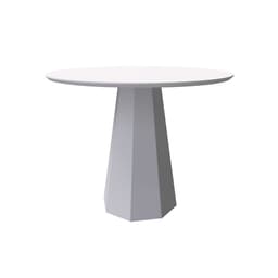 Mesa de Jantar Redonda com Tampo de Vidro Isis Off White 100 cm