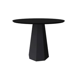 Mesa de Jantar Redonda com Tampo de Vidro Isis Preta 100 cm