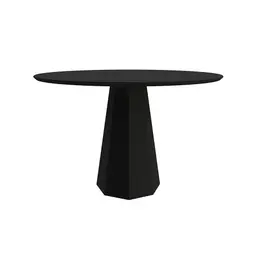 Mesa de Jantar Redonda com Tampo de Vidro Isis Preta 117 cm
