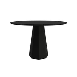 Mesa de Jantar Redonda com Tampo de Vidro Isis Preta 135 cm