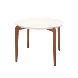 Mesa de Jantar Redonda com Tampo de Vidro Off White Donatella Natural 115 cm