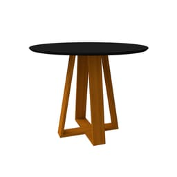 Mesa de Jantar Redonda com Tampo de Vidro Vitoria Preta e Ype 100 cm