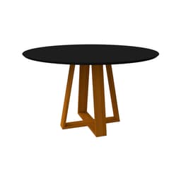 Mesa de Jantar Redonda com Tampo de Vidro Vitoria Preta e Ype 135 cm