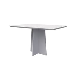 Mesa de Jantar Retangular com Tampo de Vidro Anitta Off White 135 cm