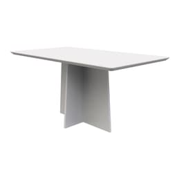 Mesa de Jantar Retangular com Tampo de Vidro Anitta Off White 160 cm