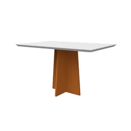 Mesa de Jantar Retangular com Tampo de Vidro Anitta Off White e Ype 135 cm