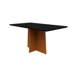 Mesa de Jantar Retangular com Tampo de Vidro Anitta Preta e Ype 160 cm