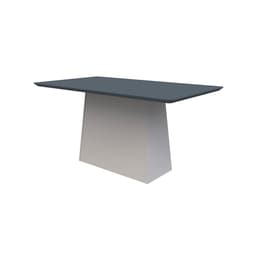 Mesa de Jantar Retangular com Tampo de Vidro Bárbara Cinza e Off White 160 cm