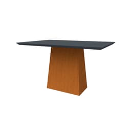 Mesa de Jantar Retangular com Tampo de Vidro Bárbara Cinza e Ype 135 cm