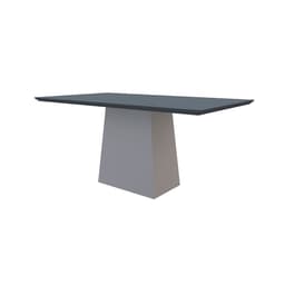 Mesa de Jantar Retangular com Tampo de Vidro Jasmin Cinza e Off White 160 cm