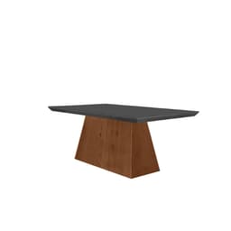 Mesa de Jantar Retangular com Tampo de Vidro Luna com Adesivo Ripado Imbuia e Grafite