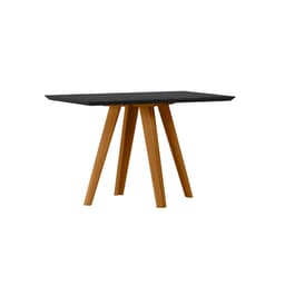 Mesa de Jantar Retangular com Tampo de Vidro Mariah Preto e Ipê