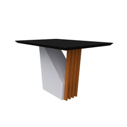 Mesa de Jantar Retangular com Tampo de Vidro Preto Veneza Off White e Ype 120 cm