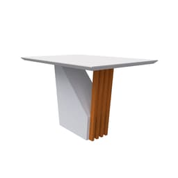 Mesa de Jantar Retangular com Tampo de Vidro Veneza Off White e Ype 120 cm