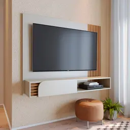 Painel para TV até 60 Polegadas Jurerê 1 Porta Off White e Freijó