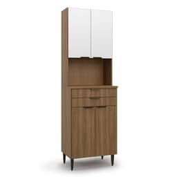 Paneleiro Paris 4 Portas 2 Gavetas Nogal e Branco