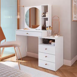 Penteadeira com Espelho Fiorela 4 Gavetas Branca