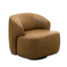 Poltrona Giratória Maitê Couro Marrom Claro