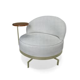 Poltrona Giratória Nash Linho Bouclé Cinza Claro