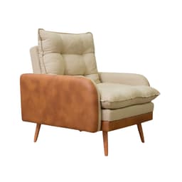 Poltrona Reclinável Inglaterra Linho Bege e Caramelo