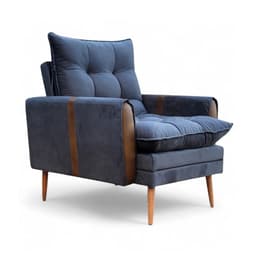 Poltrona Reclinável Itália Veludo Grafite e Caramelo