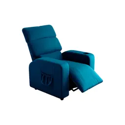 Poltrona Reclinável Pulse Veludo Turkey Azul Petróleo