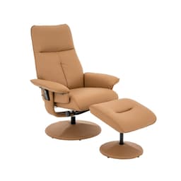 Poltrona Reclinável de Massagem Nebraska com Puff Poliuretano Caramelo