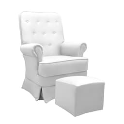 Poltrona para Amamentação Balanço com Puff Laura Revestimento Sintético Branco