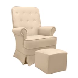 Poltrona para Amamentação Balanço com Puff Laura Suede Bege